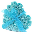 Set of 24 Soap Flower Heart Box with Stunning Blue Roses