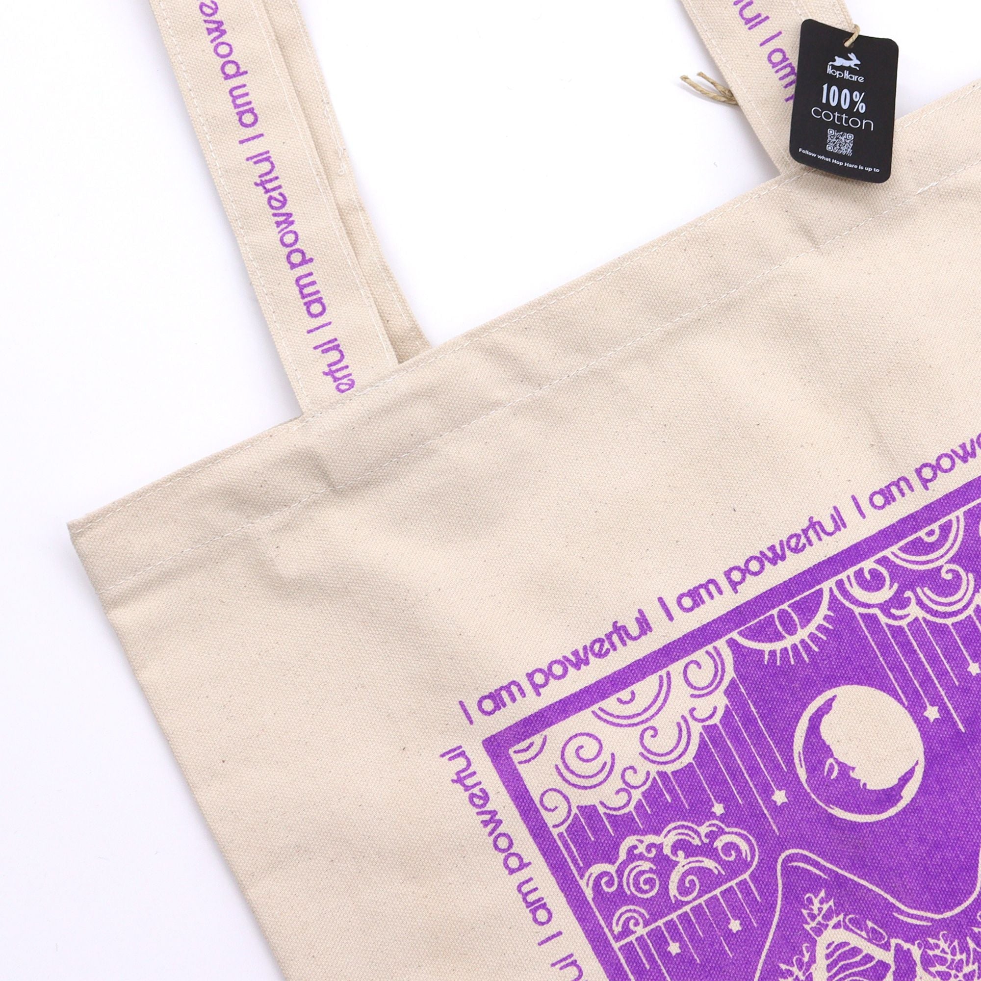 Hop Hare Tote Bag I Am Powerful Moon Tarot Design for Daily Use