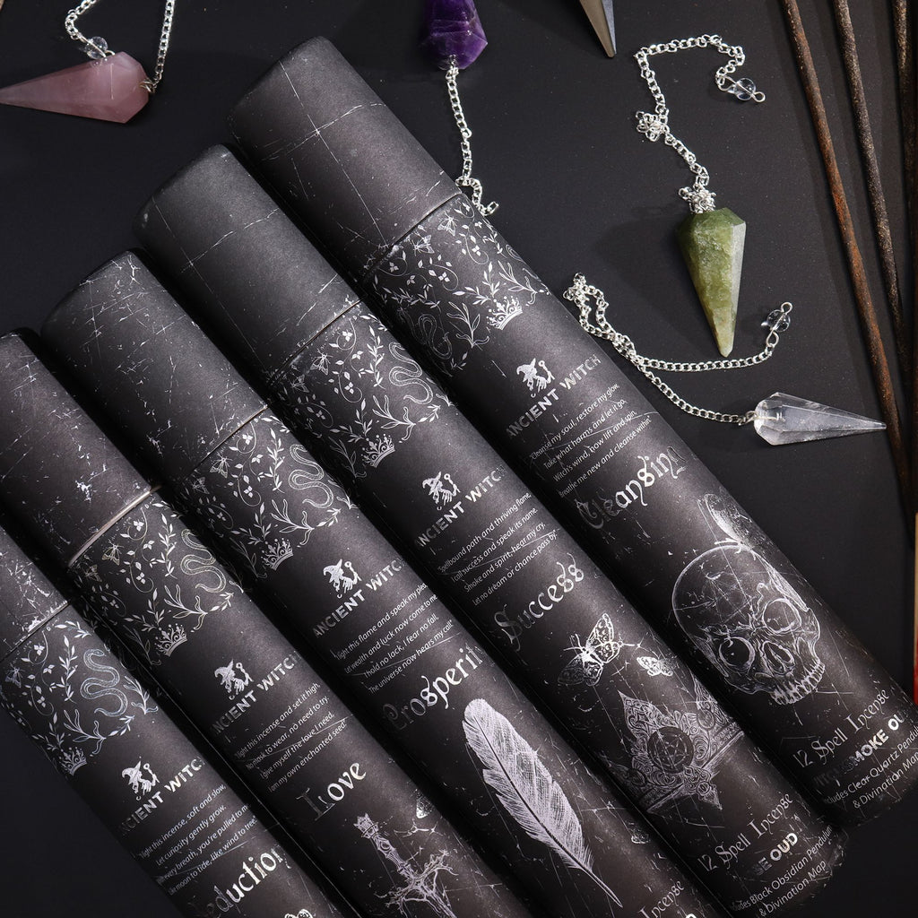 Ancient Witch Spell Incense for Prosperity with Aventurine Pendulum