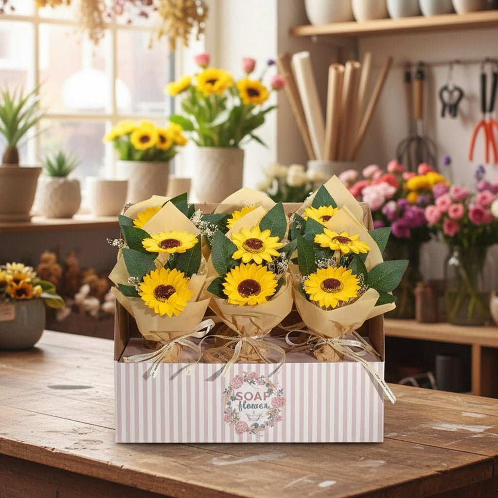 Soap Flower Two Sunflower Bouquet for Home Accent and Gifting
