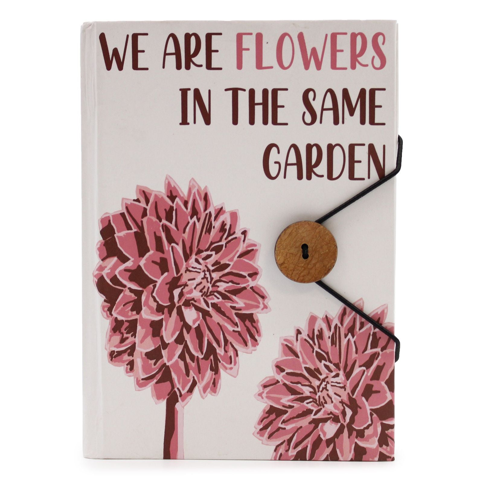 Notebook with Strap Featuring Beautiful Flowers in the Same Garden