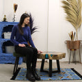 Tamarind and Resin Coffee Table in Aqua for Modern Interiors