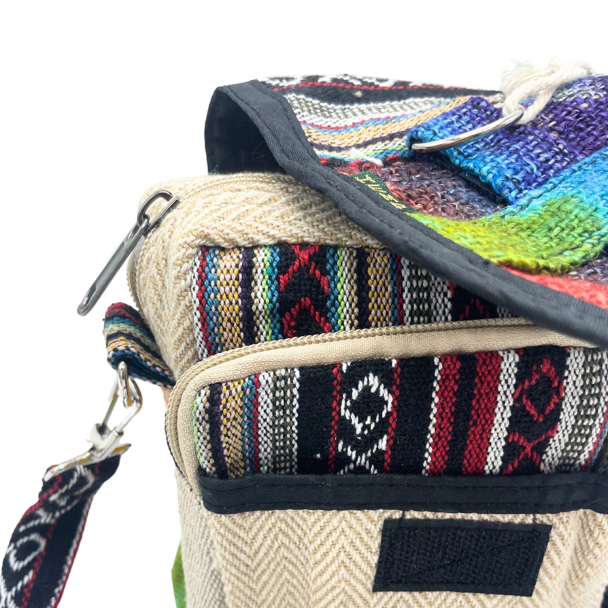 Tiedye Hemp Messenger Bag with Multiple Compartments and Strap