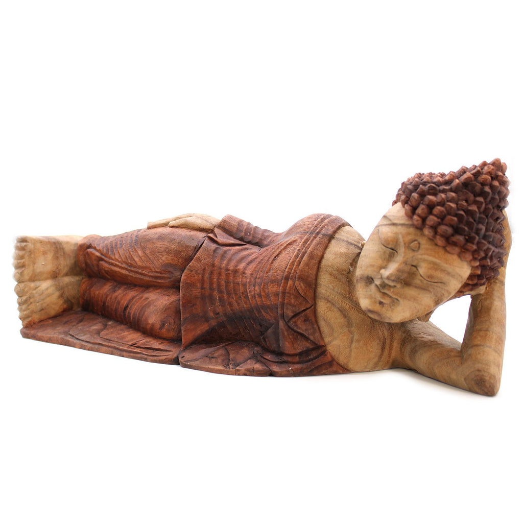 Sleeping Buddha Hand Carved Statue 50cm Unique Art Piece
