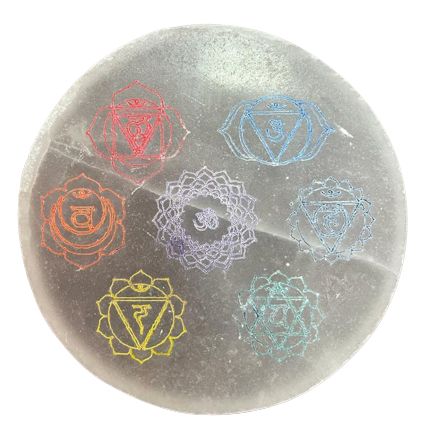 Medium Charging Plate 10cm with Vibrant Chakra Design for Crystals