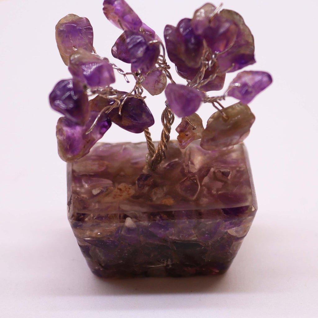Mini Gemstone Tree on Orgonite Base with 15 Amethyst Stones