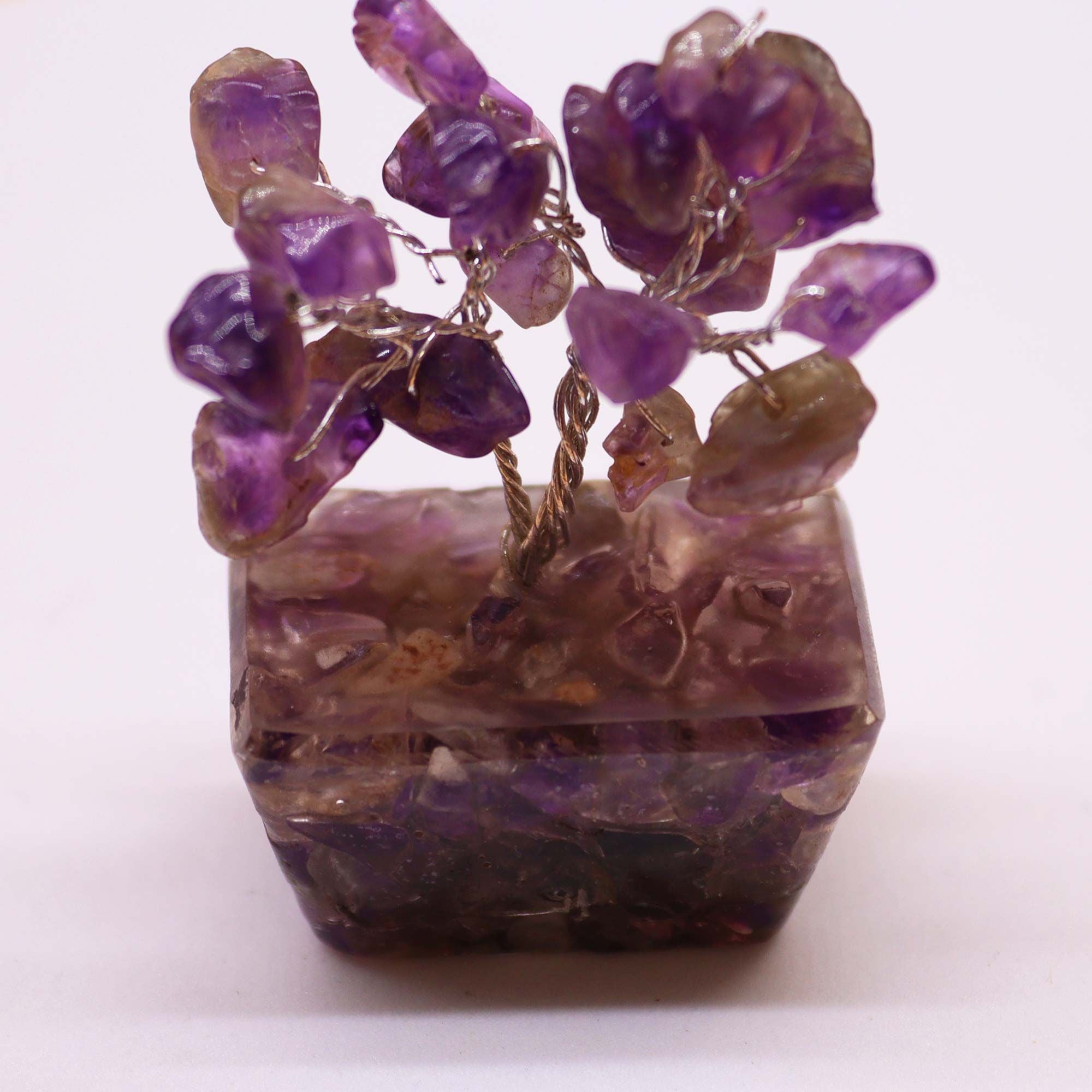 Mini Gemstone Tree on Orgonite Base with 15 Amethyst Stones