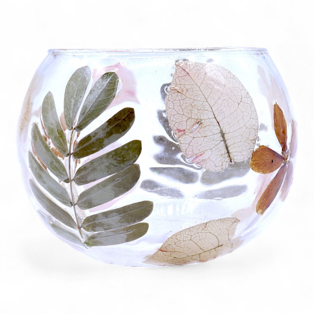Natural Floral Glass Bowl Candle Holder Primavera for Home Décor