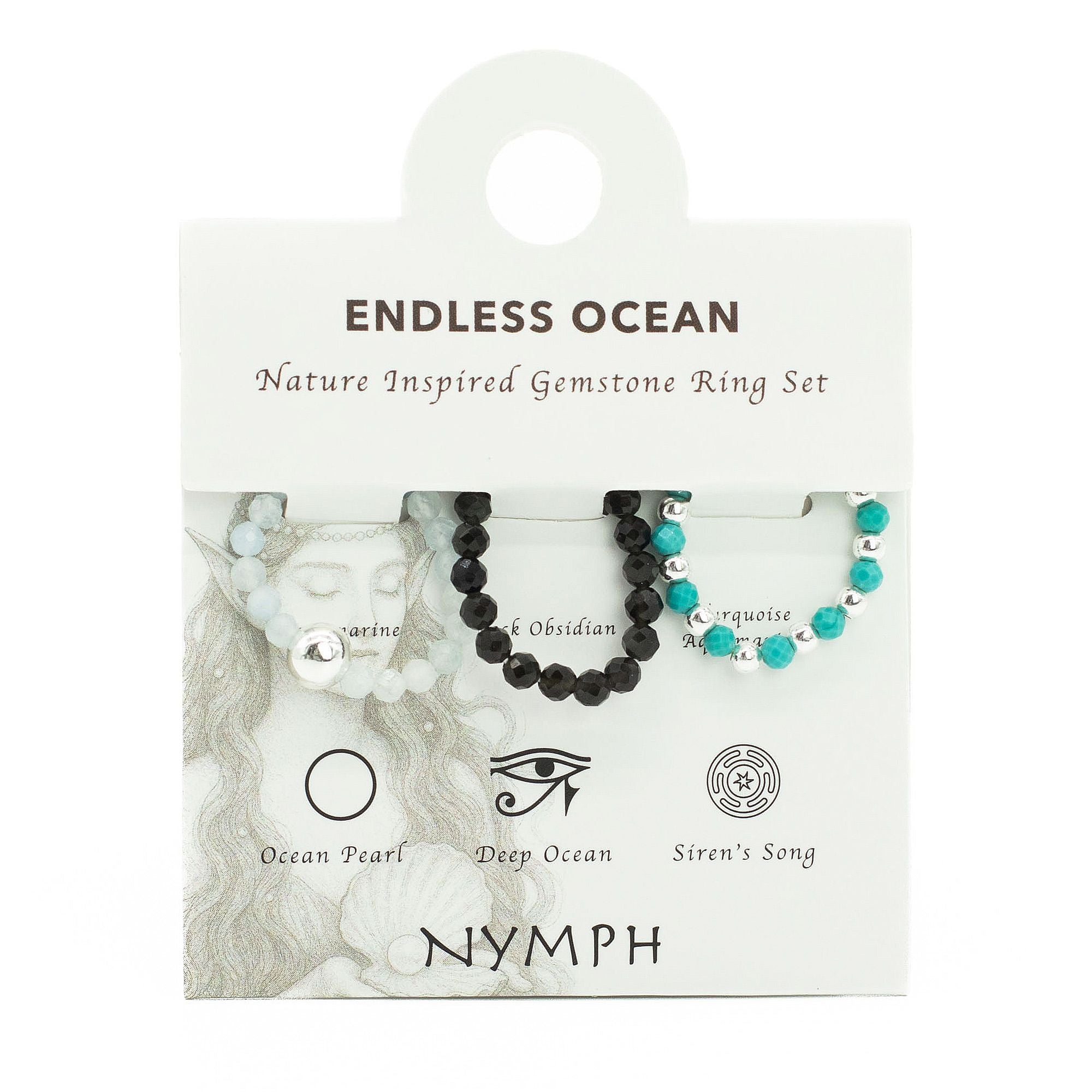 Nymph Spirit Gemstone Ring Set Endless Ocean for Unique Style
