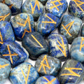 Lapis Runes Stone Set in Pouch for Mystical Insights and Guidance