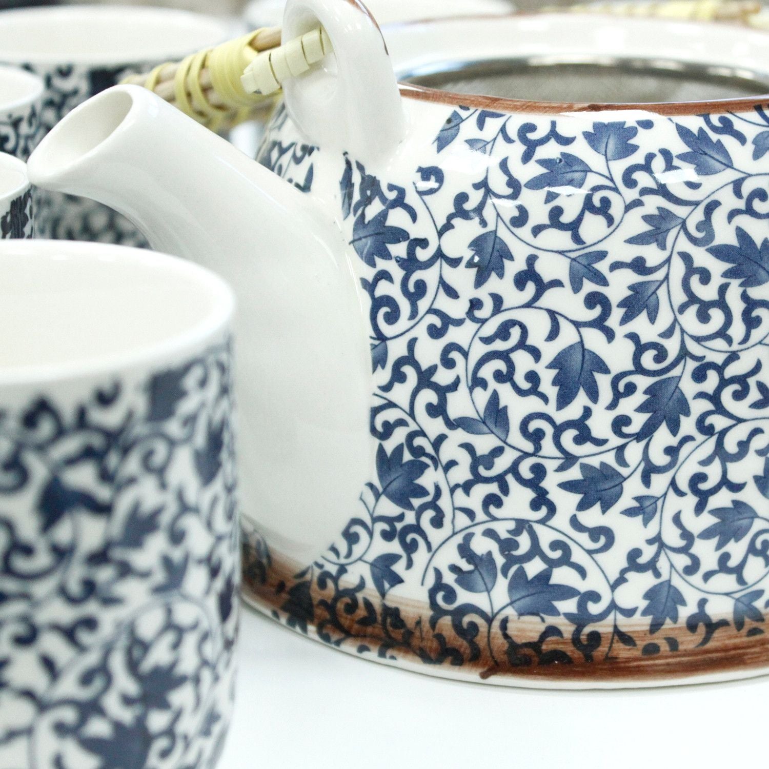 Herbal Teapot Set with Blue Pattern for Tea Lovers and Gifting
