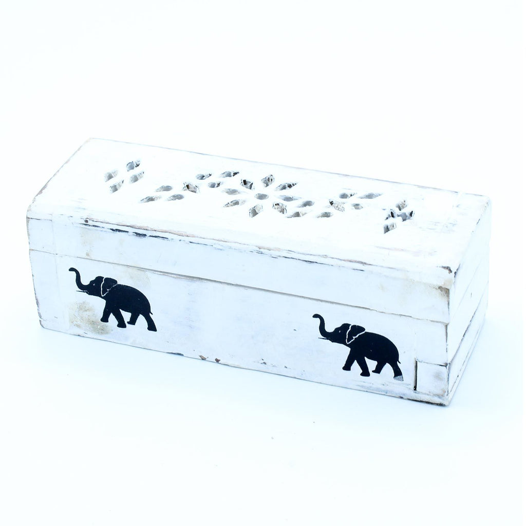White Washed Cone Smoke Box Incense Holder 15 cm for Aromatic Use