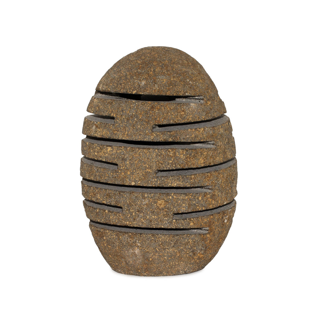 Natural Riverstone Candle Holder with Unique Standing Stone Cut