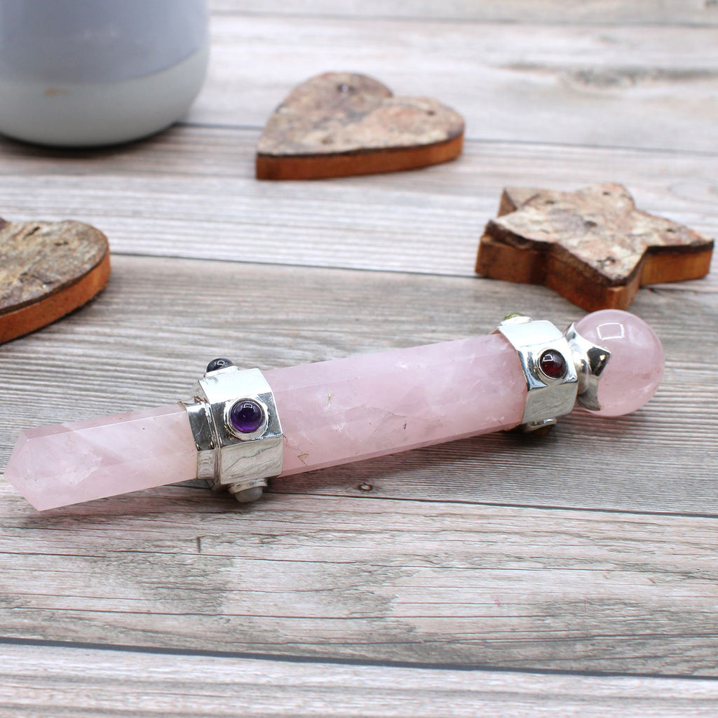 Hexagonal Crystal Healing Wand 12cm Rose Quartz for Home Decor