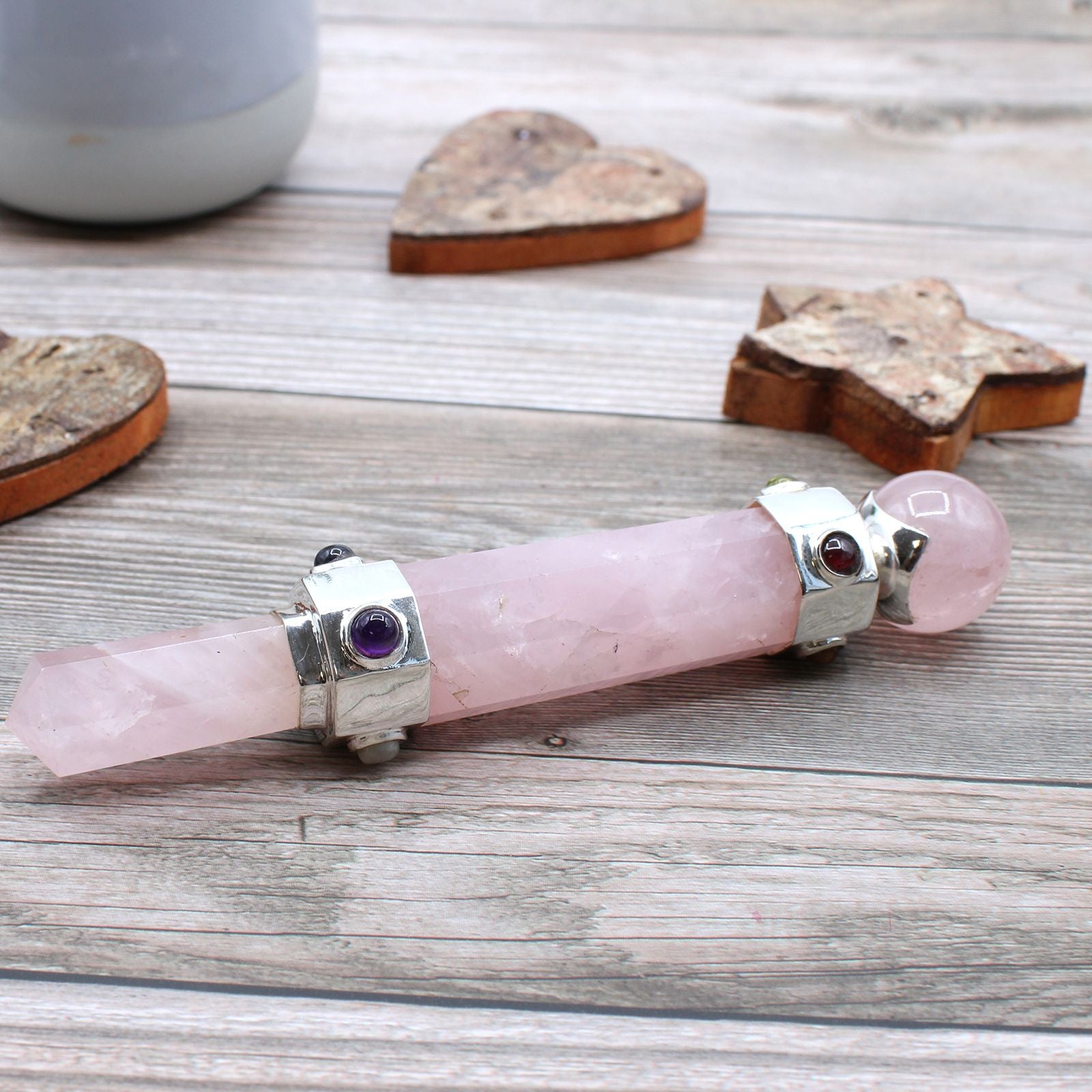 Hexagonal Crystal Healing Wand 12cm Rose Quartz for Home Decor