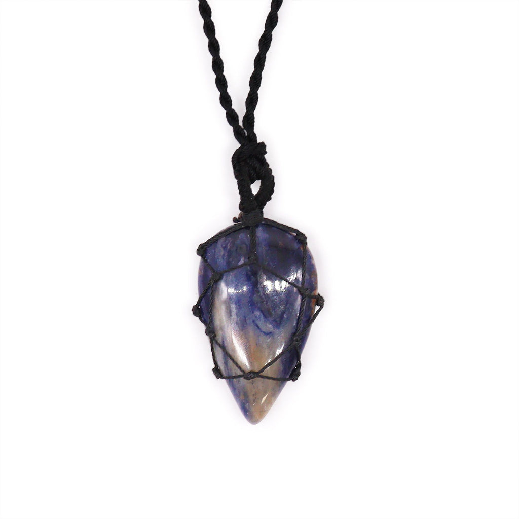 Laced Gemstone Teardrop Pendant with Stunning Sodalite Design