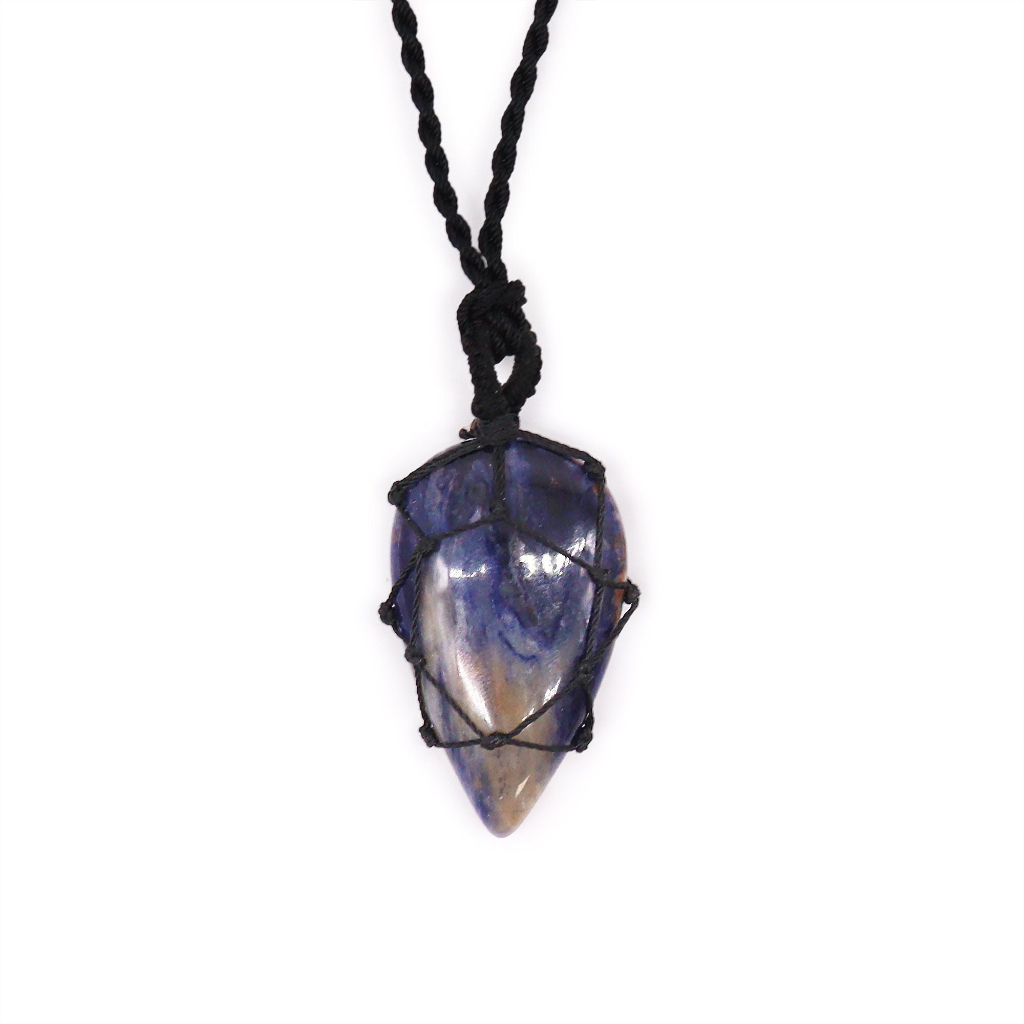 Laced Gemstone Teardrop Pendant with Stunning Sodalite Design