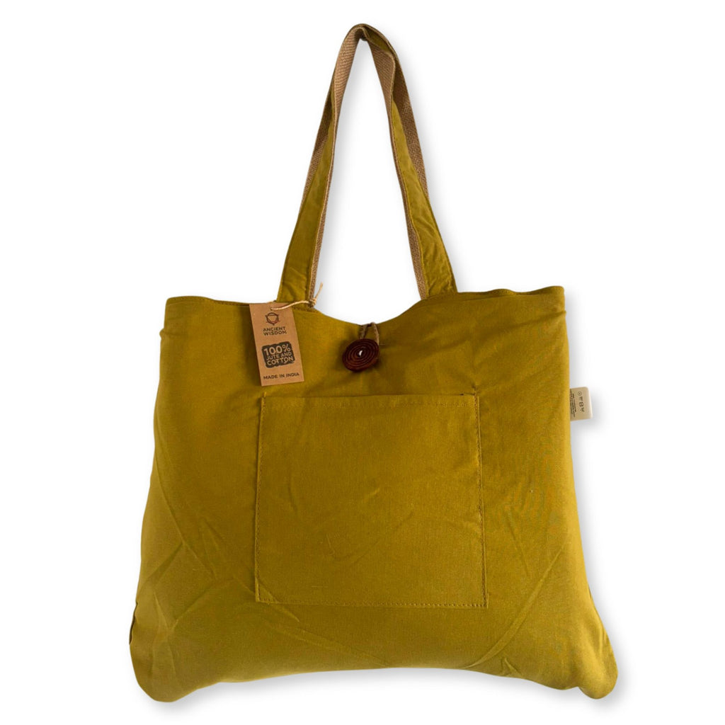 Jute & Cotton Reversible Big Bag in Pistachio for Daily Use