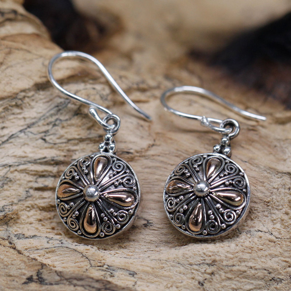 Silver and Gold Classic Round Earrings for Stylish Elegance