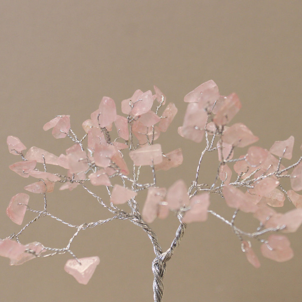 Rose Quartz Gemstone Tree with Orgonite Base and 80 Stones