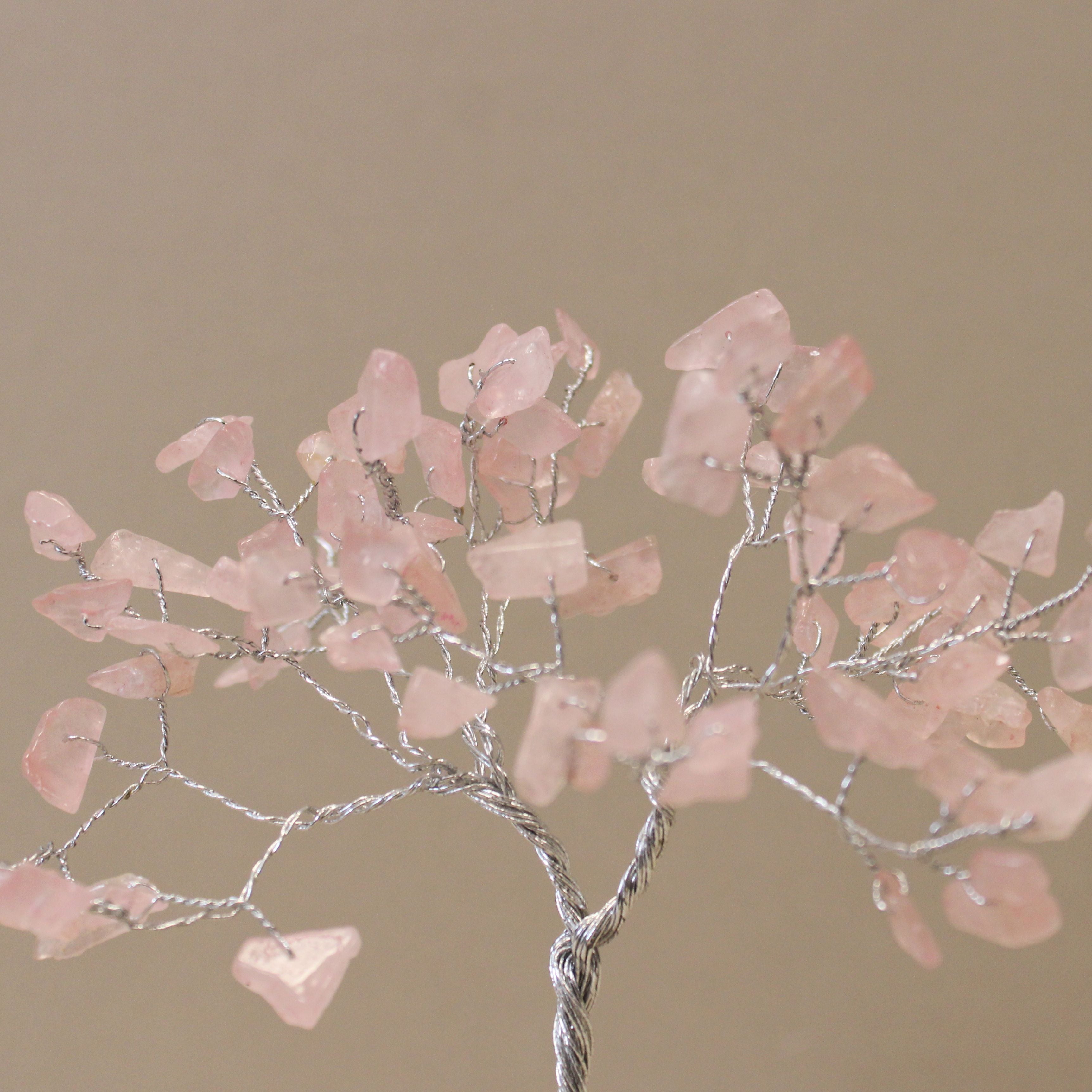 Rose Quartz Gemstone Tree with Orgonite Base and 80 Stones