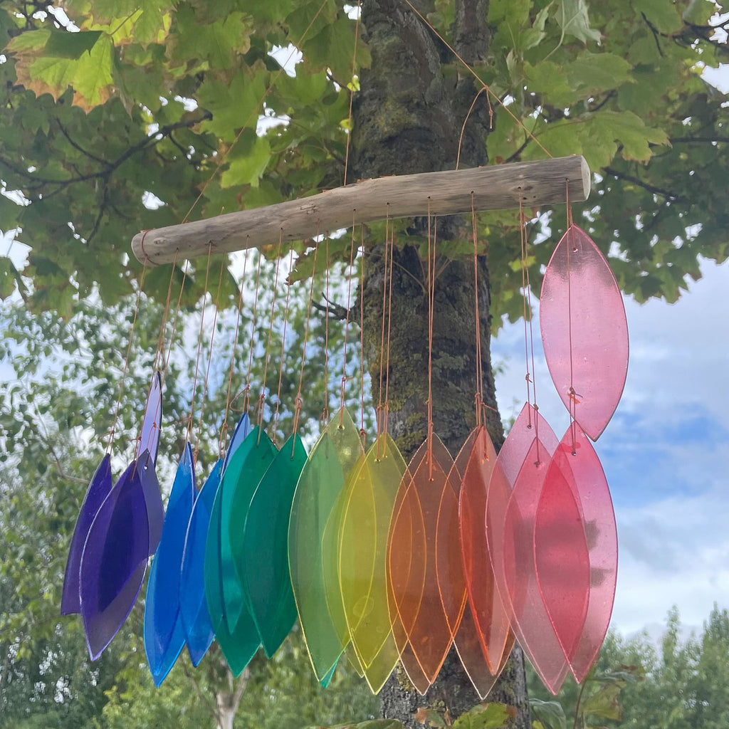 Rainbow Glass Chime Assorted Recycled Glass Wind Chimes