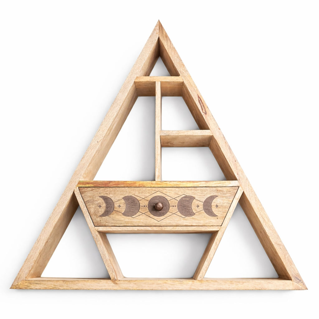 Triangle Shaped Wall Shelf with Drawer for Unique Home Décor