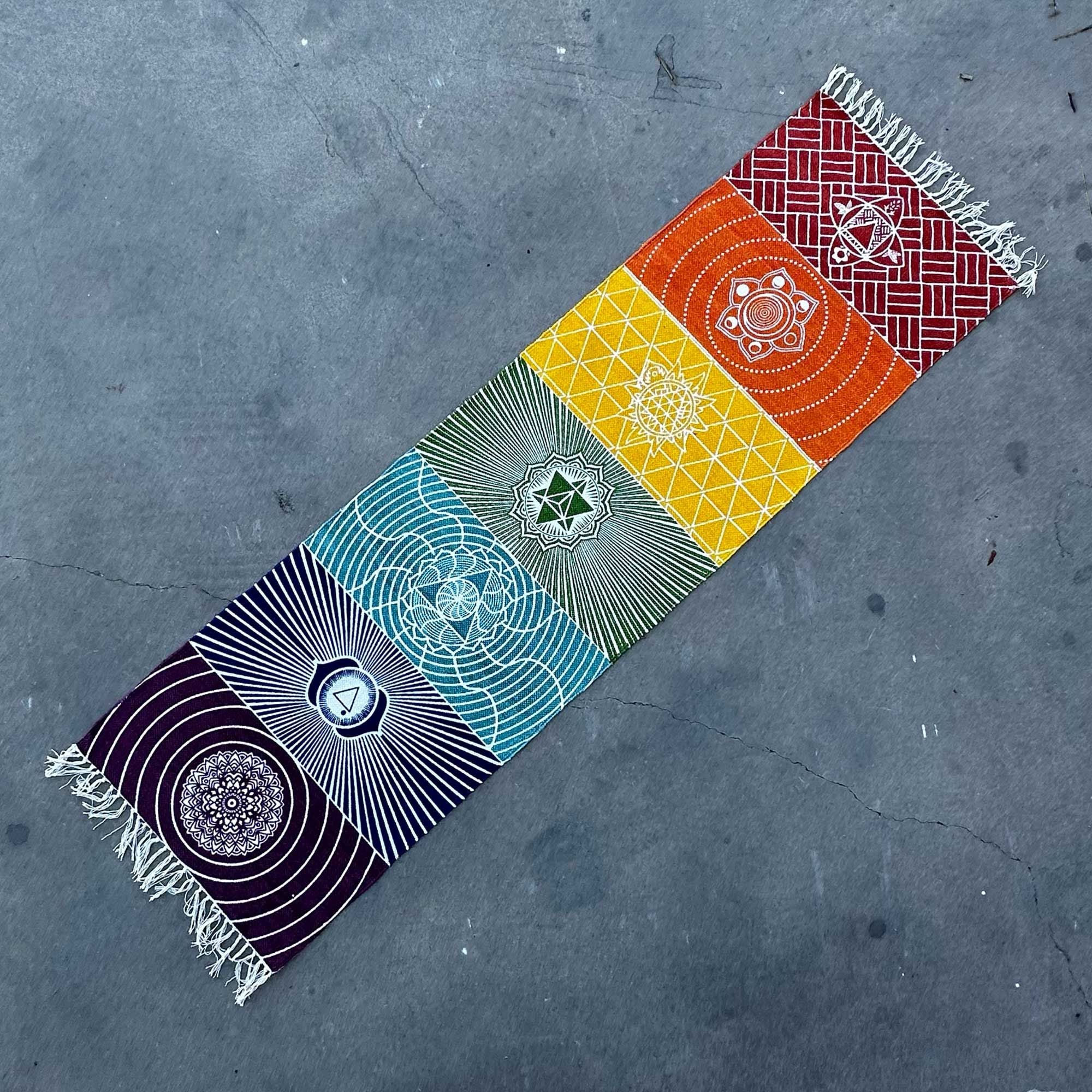 Yoga Rug 60x200cm with 7 Chakras Design for Versatile Use