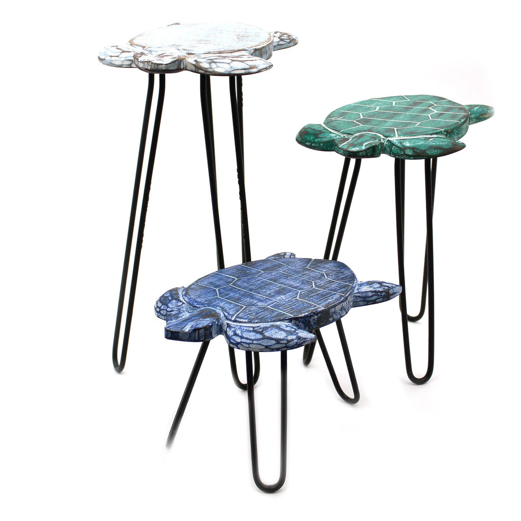 Set of 3 Albasia Wood Plant Stands with Hairpin Legs in Whitewash