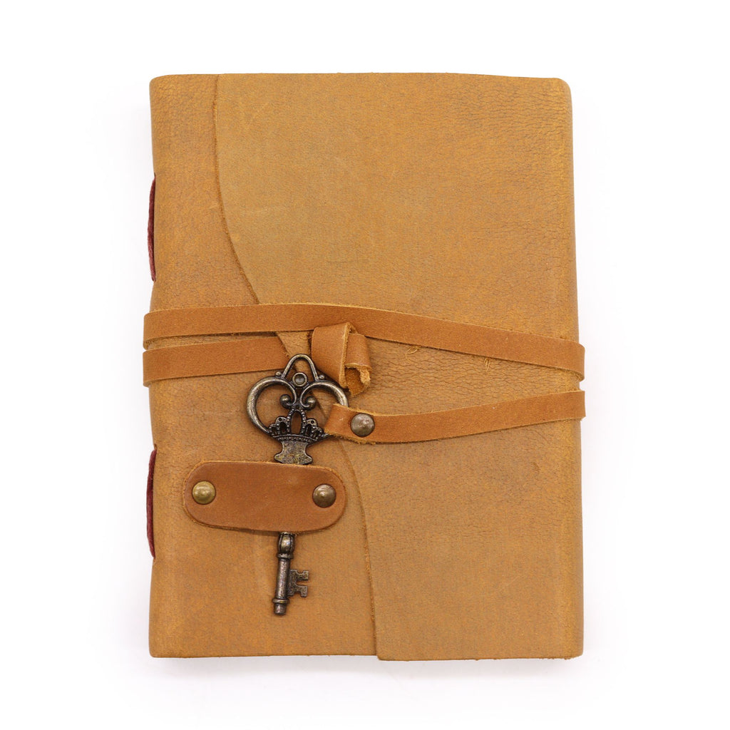 Oiled Tan Leather Journal with Key for Creative Writing 200 Pages