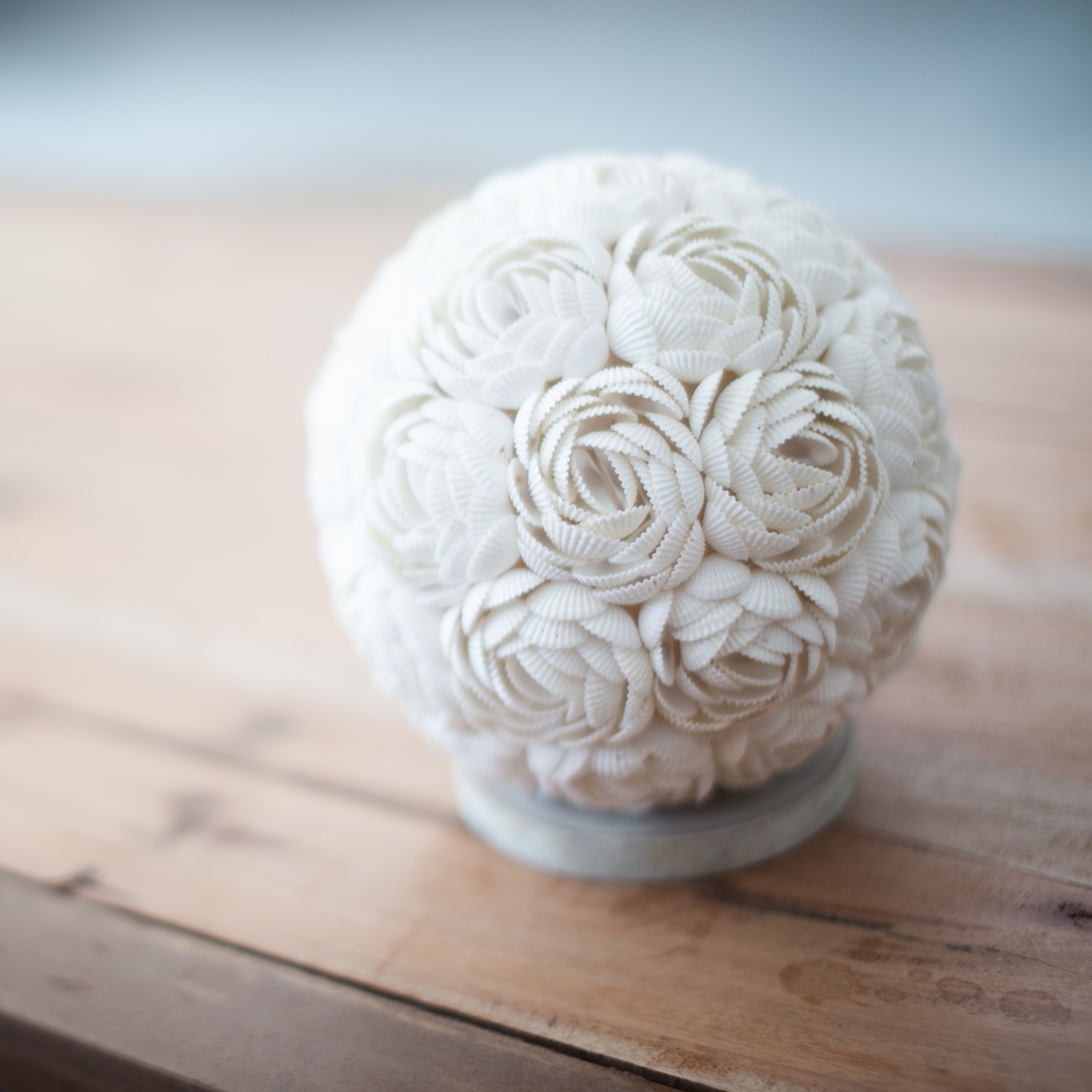 Boho Sea Shell Lamp Rose Globe 15cm Unique Decorative Light Piece