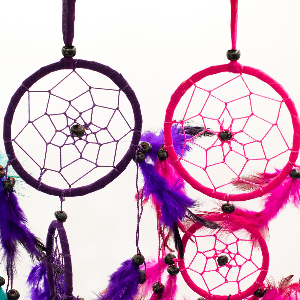 Bali Dreamcatchers Medium Round Turquoise Pink Purple Design