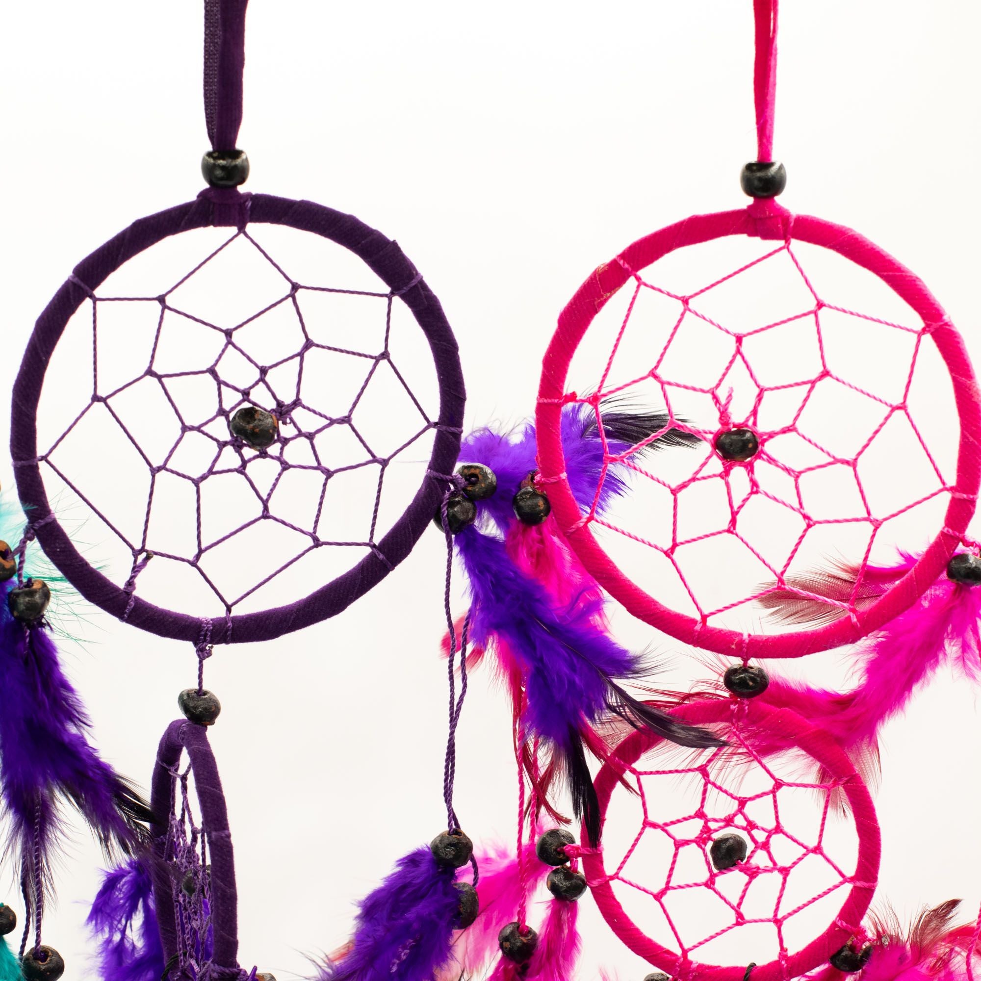 Bali Dreamcatchers Medium Round Turquoise Pink Purple Design