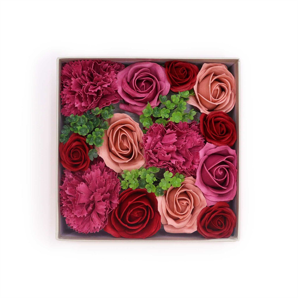 Square Box of Vintage Roses Soap Flower Gift Set for Weddings
