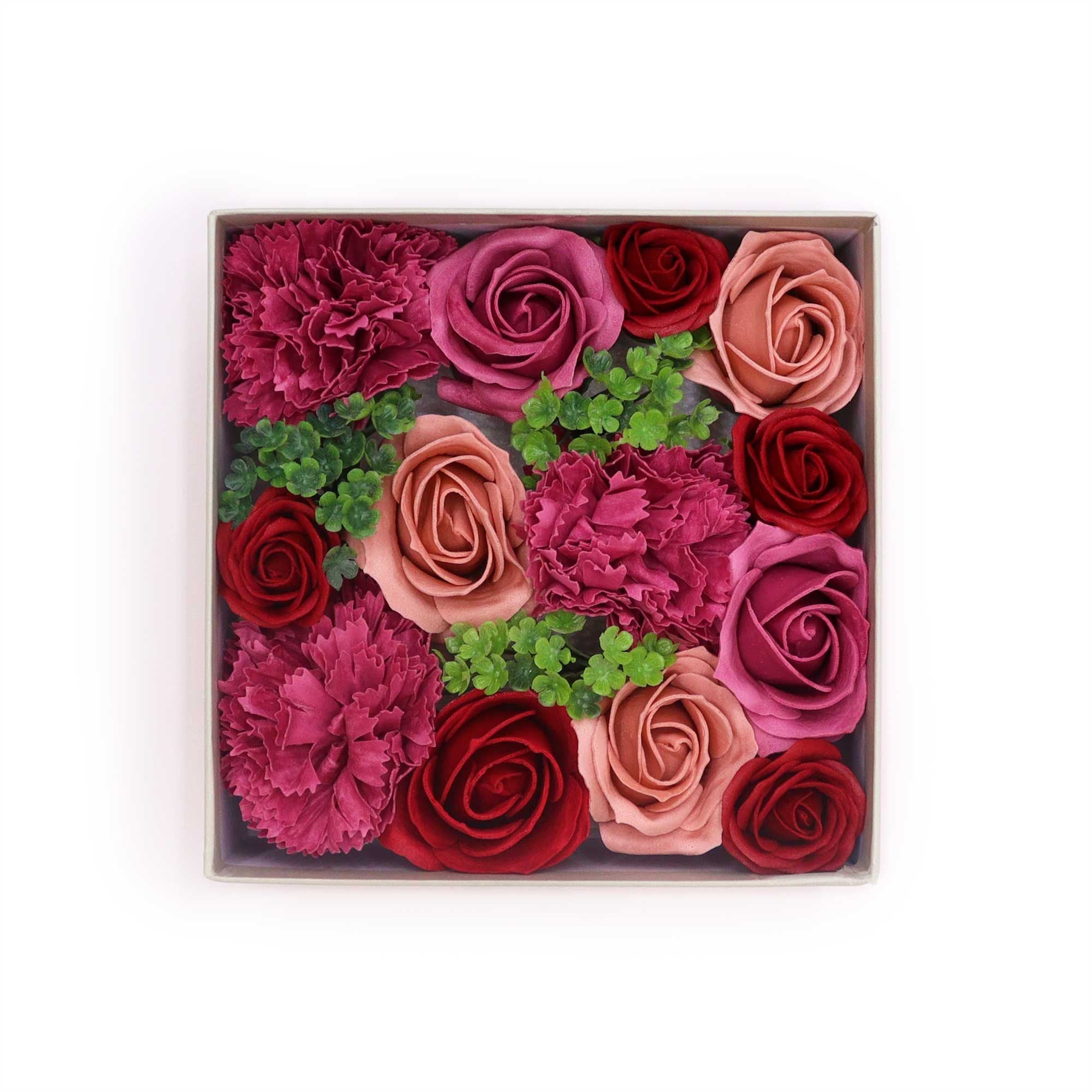 Square Box of Vintage Roses Soap Flower Gift Set for Weddings