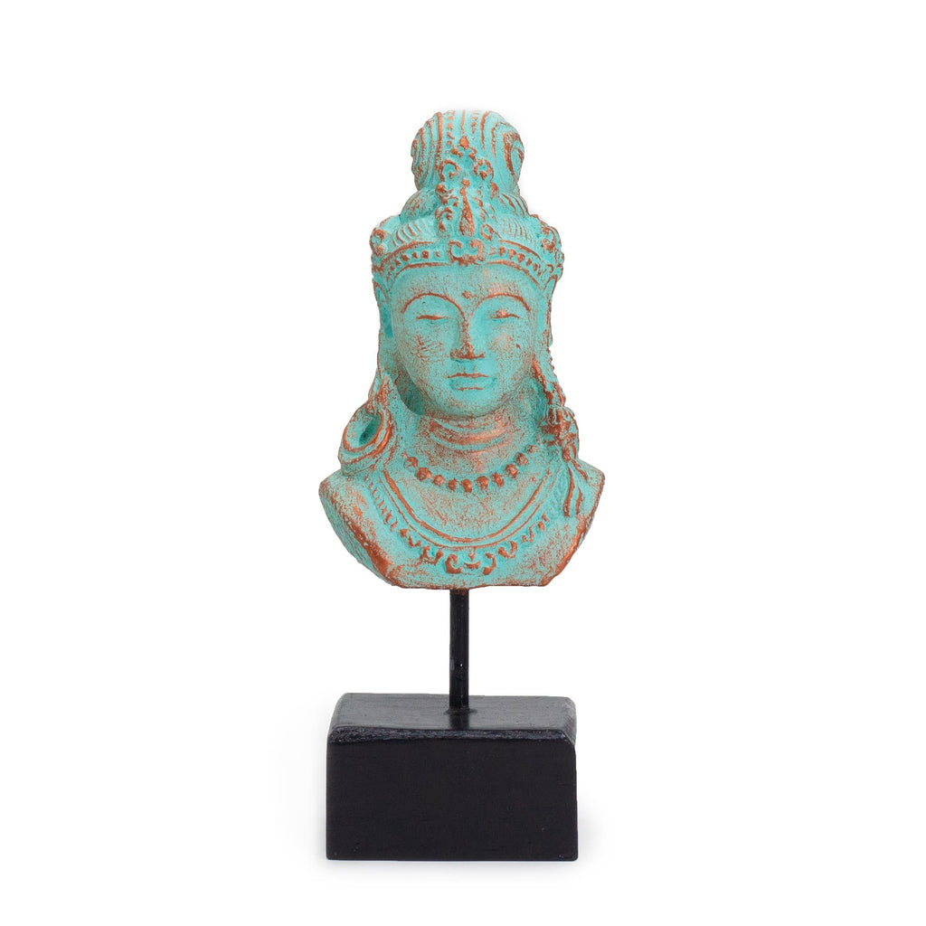 Lucky Java Princess on Stand Exquisite Green Copper Sculpture