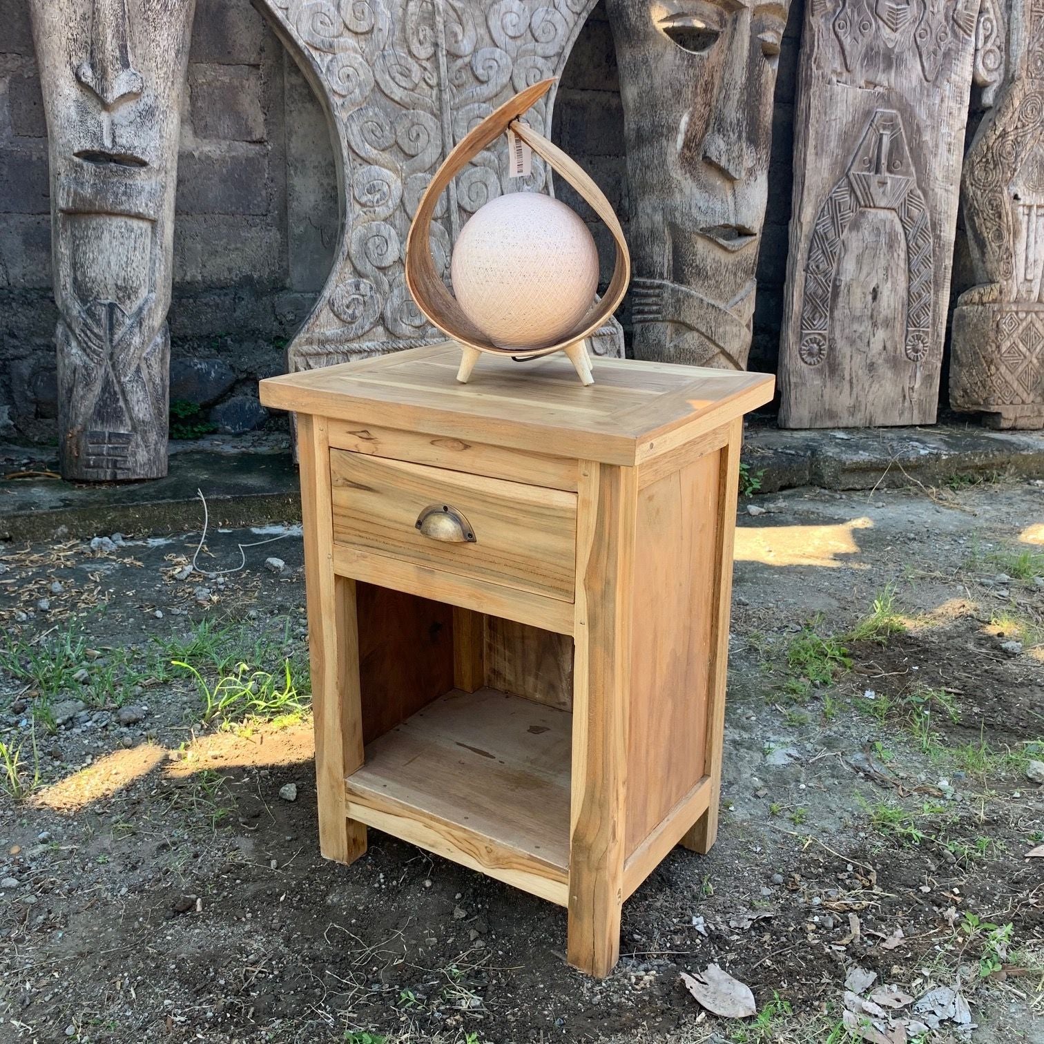 Classic Recycled Wood Bedside Table for Chic Home Decor Style