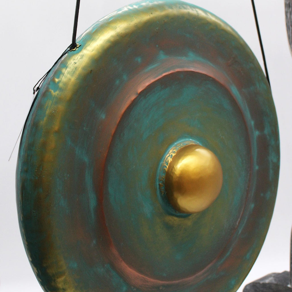 Medium Greenwash Healing Gong with Stand 50cm for Home Decor