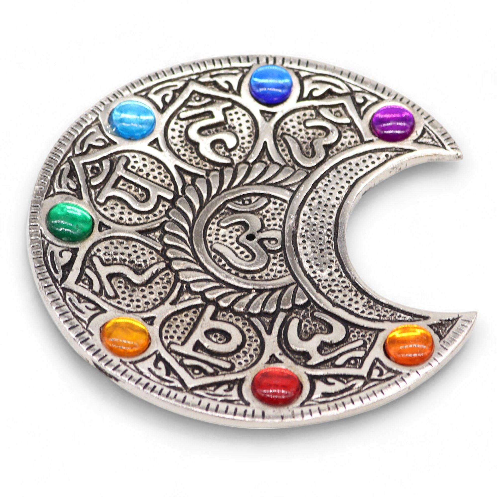 Seven Chakra Moon Incense Holder with Vibrant Chakra Design
