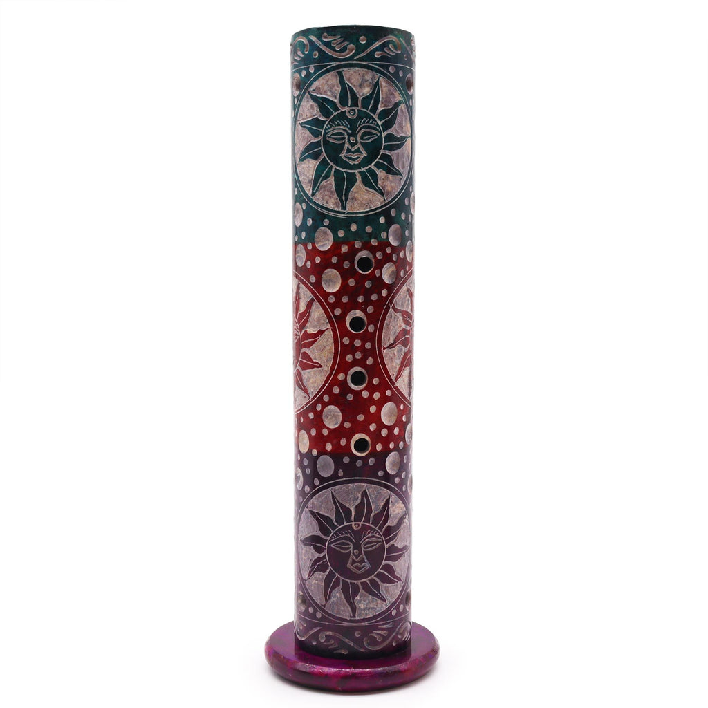 Soapstone Round Tower Incense Holder for Home Decor and Gifts