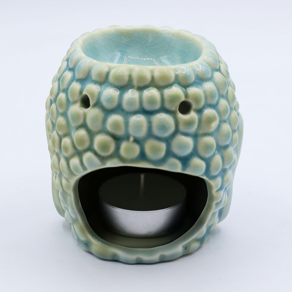 Buddha Oil Burner Blue for Calming Home Fragrance and Decor