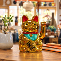 Japanese Lucky Money Cat Ornament – Shiny Gold 15cm