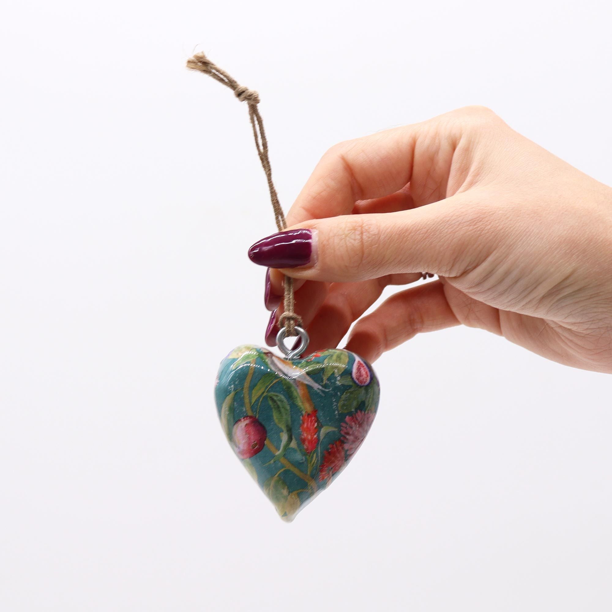 Large Decor Wood Heart with Bird and Floral Design for Home Decor