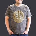 Nomad Sari Stonewashed Cotton T Shirt with Chakra Design in Grey