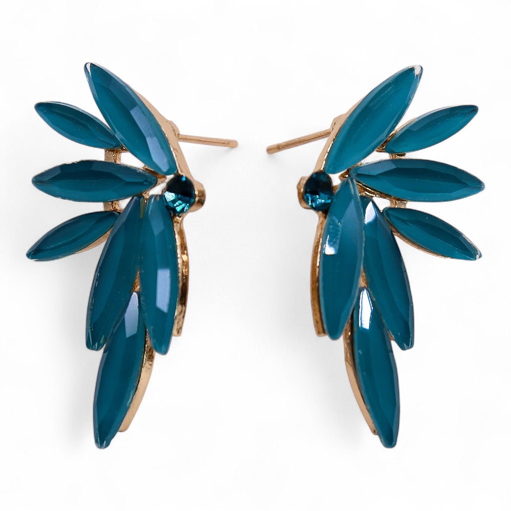 Teal Green Vintage Glass Fairies Earrings for Nature Lovers Style