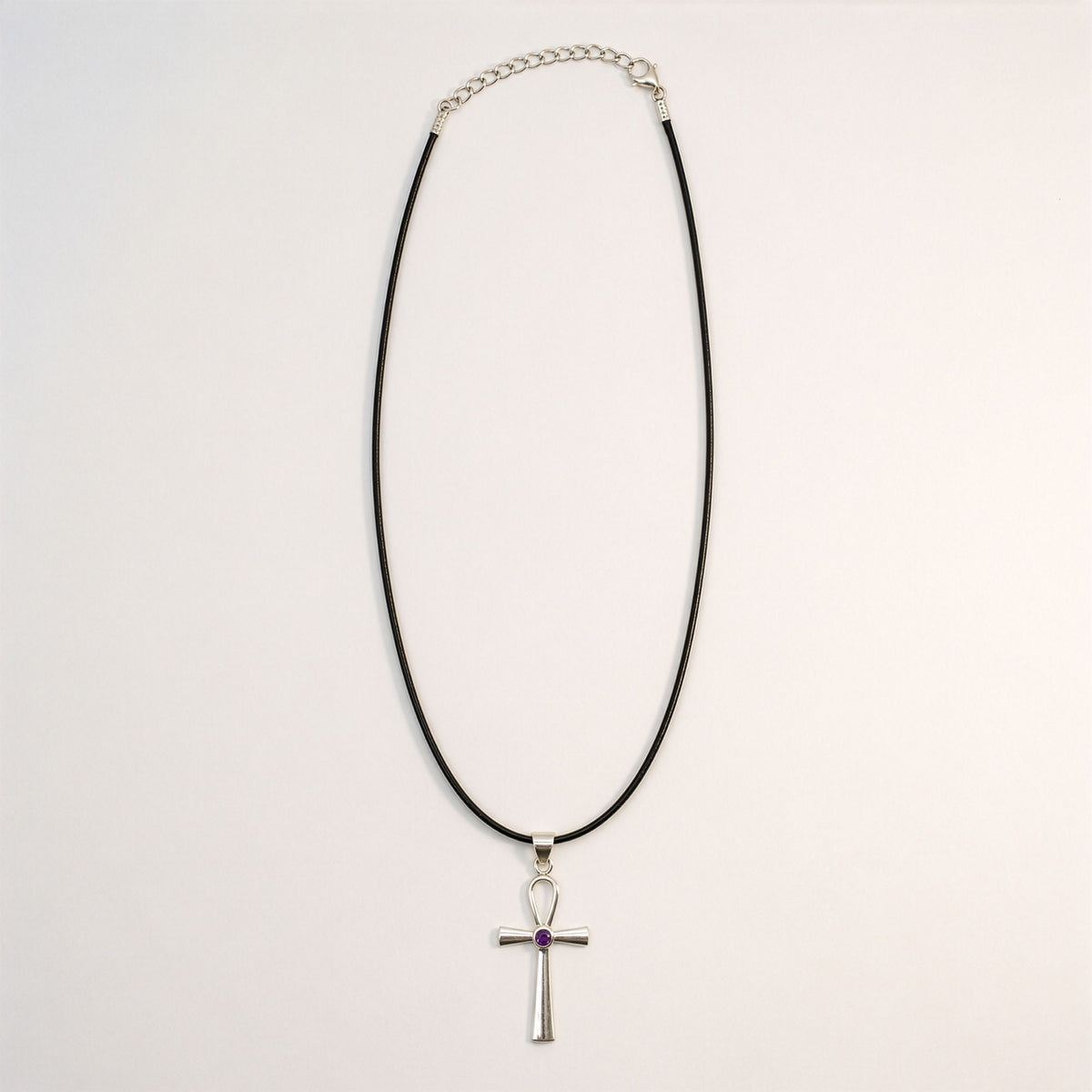 Indian Devotional Pendant - Silver Plated (45cm Cord)- Ankh Symbol of Eternal Life