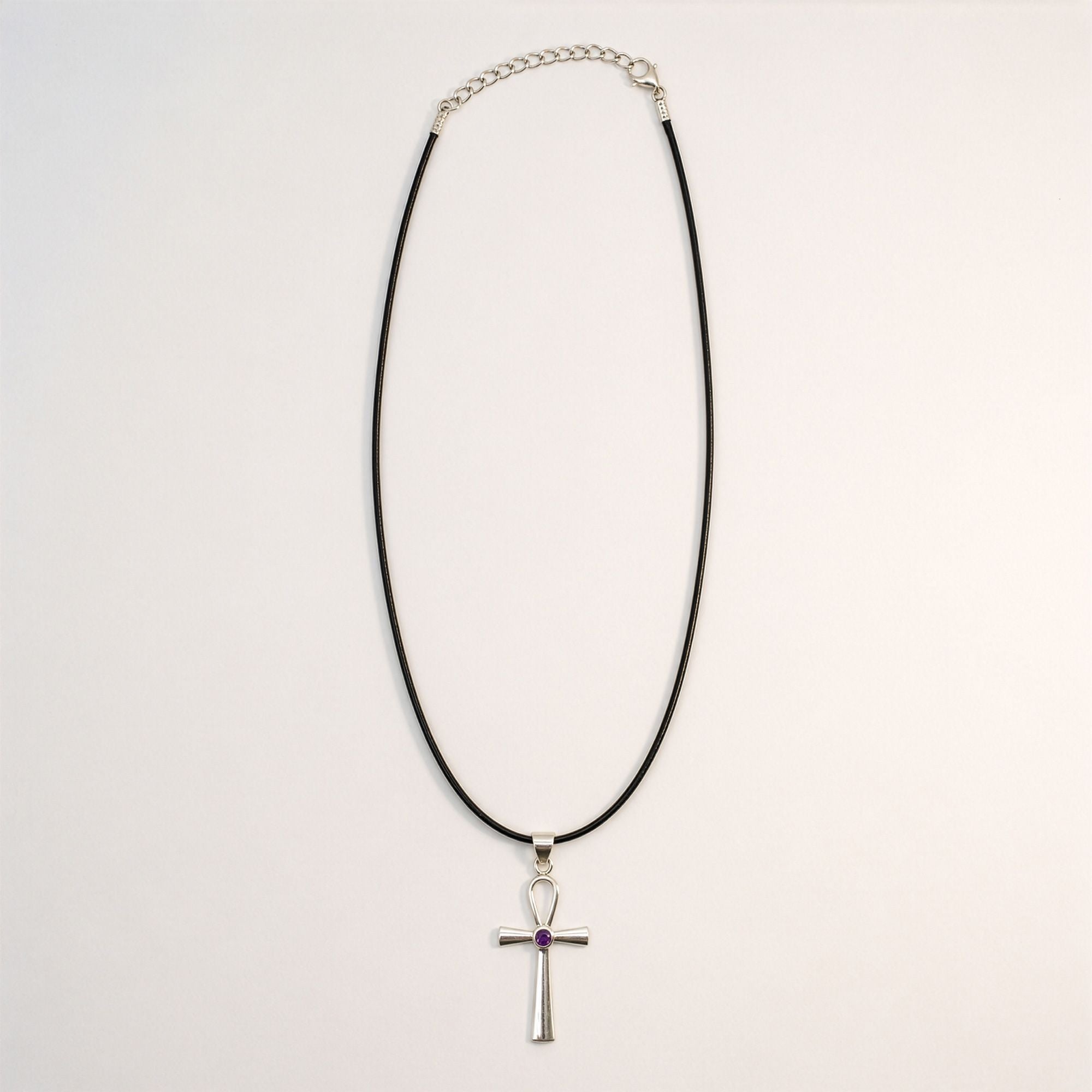 Indian Devotional Pendant with Silver Plated Ankh Symbol Design