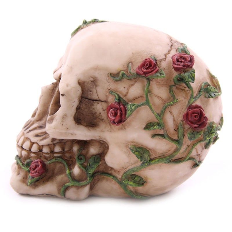 Skull with Roses Random Design Gothic Ornament for Halloween