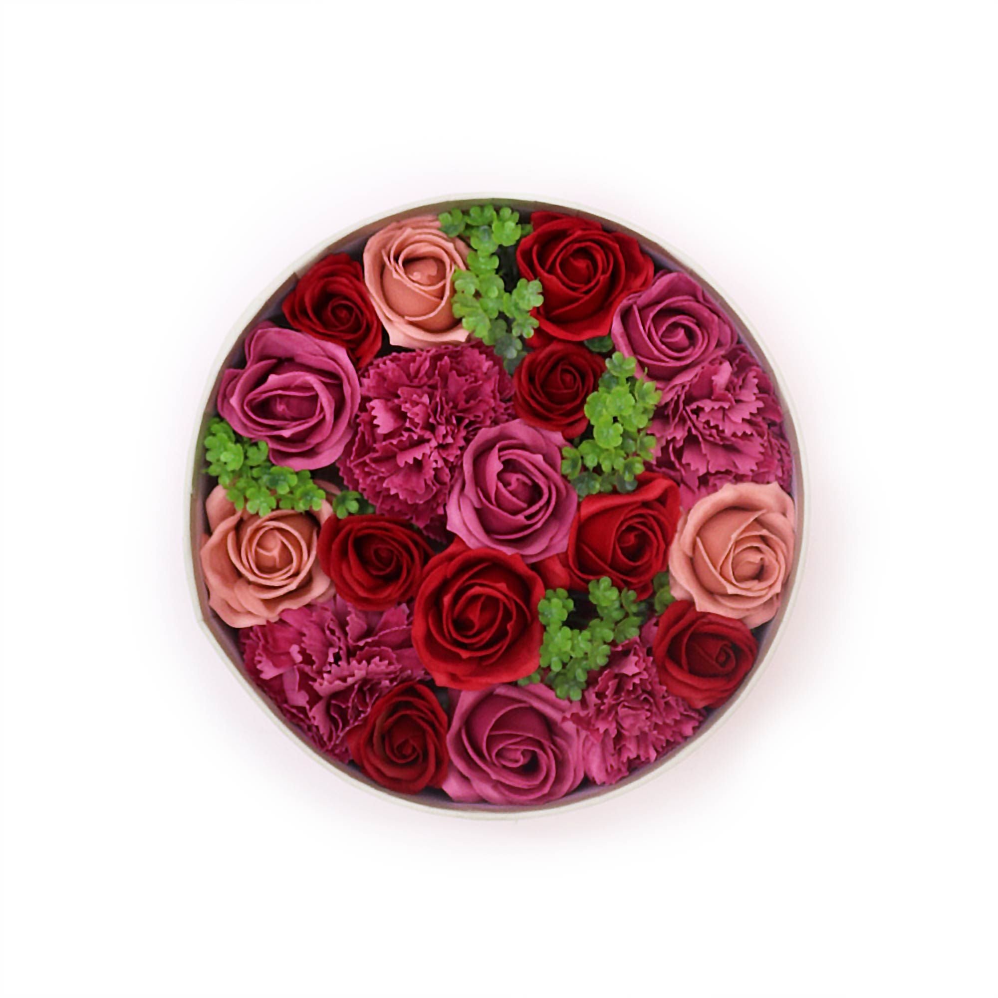 Round Box of Vintage Roses Soap Flowers for Elegant Gifting
