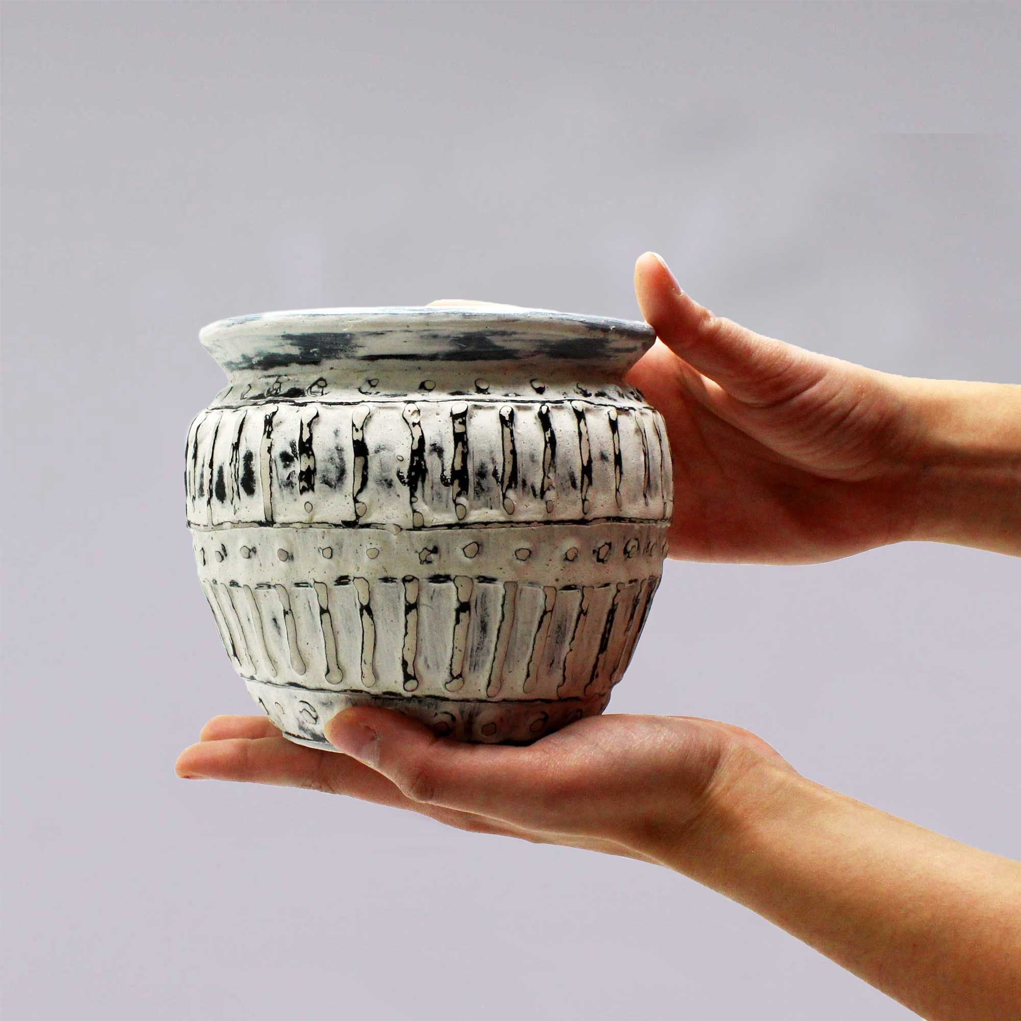 Greek Clay Plant Pot in Cream Elegant 12cm Design for Plants